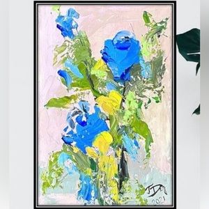 Abstract acrylic painting on watercolor paper